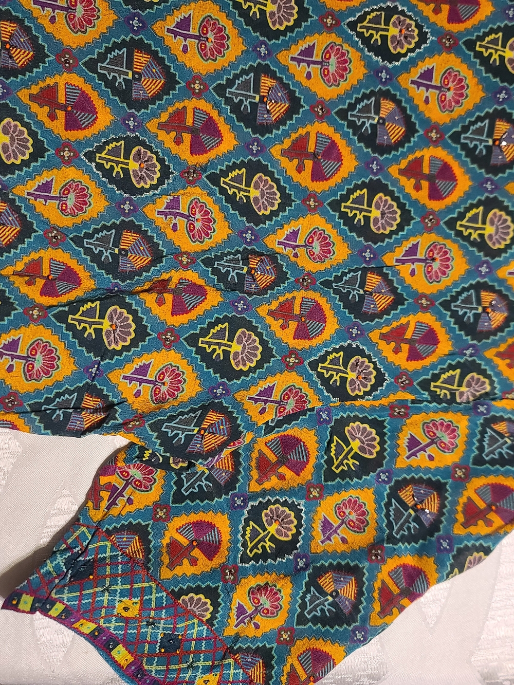Multicolor Geometric Floral Print Women's Blouse